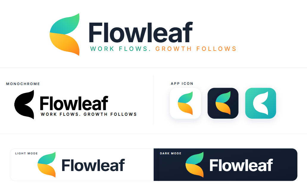 Beispielhaftes Brand-Kit einer Marke mit Logo, Icon, App-Icons, Monochrom-Version und Light-/Dark-Lockup